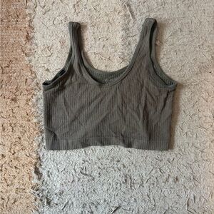 Urban Outfitters Ribbed Olive Tank Crop Top - Women